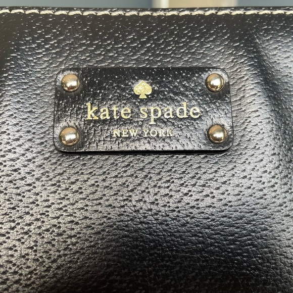 Kate Spade black leather bag. Polka dot interior satin lining - Picture 2 of 6